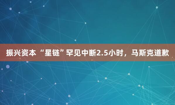 振兴资本 “星链”罕见中断2.5小时，马斯克道歉