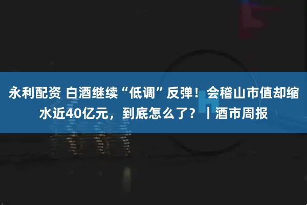 永利配资 白酒继续“低调”反弹！会稽山市值却缩水近40亿元，到底怎么了？丨酒市周报