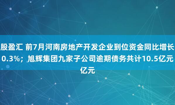 股盈汇 前7月河南房地产开发企业到位资金同比增长0.3%；旭辉集团九家子公司逾期债务共计10.5亿元